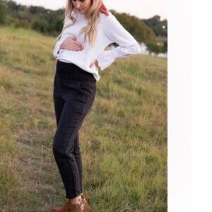 Emme Mama Everyday Transitional Maternity Linen Pant Black S (32” long inseam)